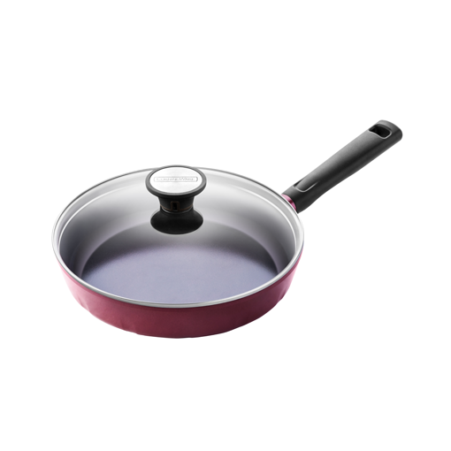 康宁瑰宝陶瓷铸铝锅24cm带盖煎盘-宝石红